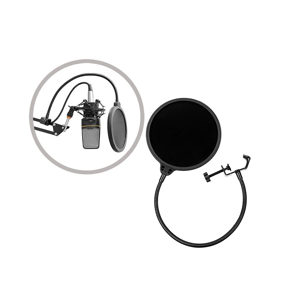 Фото Durable Double Layer Windscreen Studio Microphone Flexible Wind Screen Mask Mic Pop Filter Bilayer Shield for Speaking Recording |