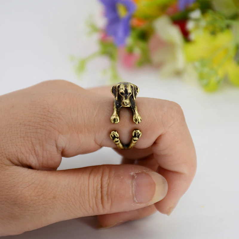 Vintage Retro 3D Labrador Retriever Puppy Animal Wrap Ring 4