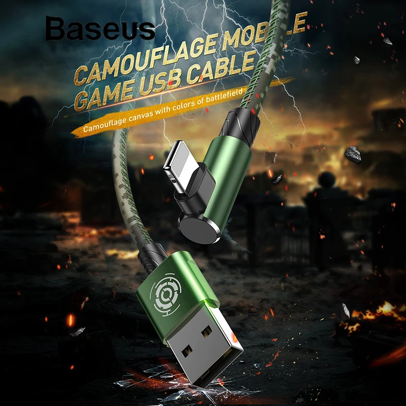 Baseus Military Camouflage Green 90 Degree USB Cable For iPhone 5 6 6s 7 8 Fast Charging Cable For iPad USB Charger Cable Data
Baseus Military Camouflage Green 90 Degree USB Cable For iPhone 5 6 6s 7 8 Fast Charging Cable For iPad USB Charger Cable Data