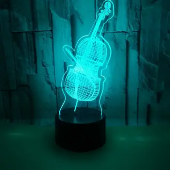 새로운 바이올린 3d 램프 다채로운 선물 사랑스러운 7 색 변경 3D 램프 크리스마스 장식 선물, 아기 방 조명