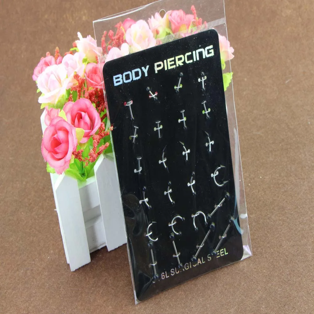 Surgical Stainless Bar Cartilage Eyebrow Nipple Nose Tongue Ear Ring Body Piercing Jewelry 24Pcs/Set 
Surgical Stainless Bar Cartilage Eyebrow Nipple Nose Tongue Ear Ring Body Piercing Jewelry 24Pcs/Set