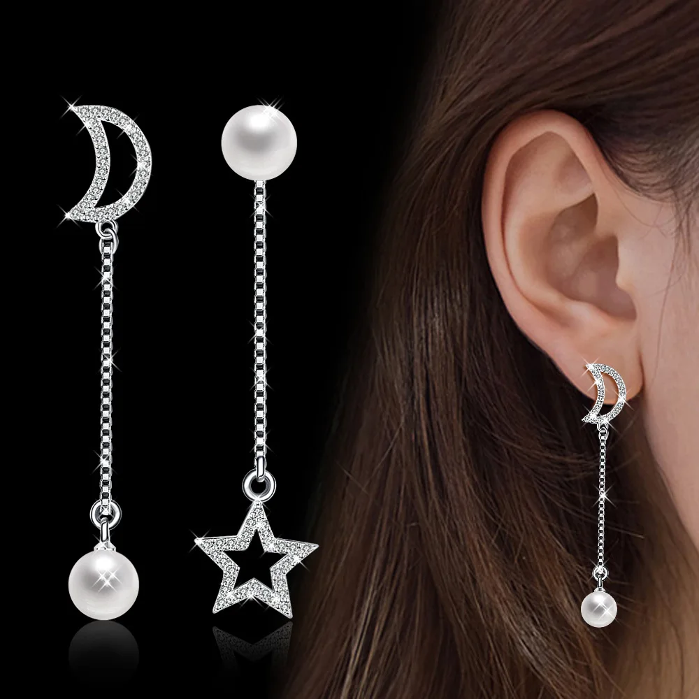 Fashion Drop Earring for Women 925 Sterling Sliver pearl with Star Moon Big Round Circle Brincos NEW
Fashion Drop Earring for Women 925 Sterling Sliver pearl with Star Moon Big Round Circle Brincos NEW