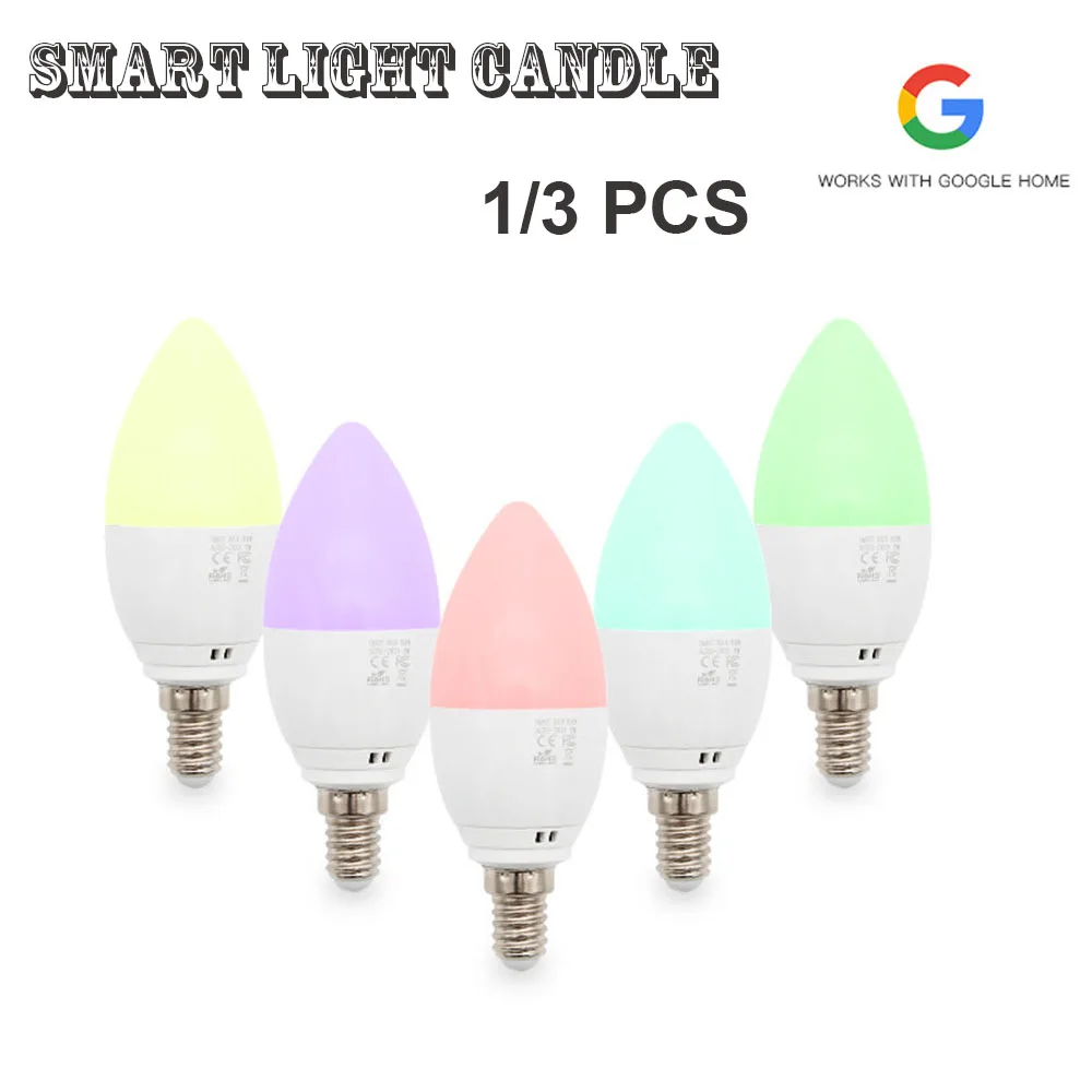 1/3Pcs 9W E27/E14 Smart Wifi Led Light Bulb Candle RGBW Dimmable Wireless Remote Control Lamp Bulbs Works with Alexa Google Home
1/3Pcs 9W E27/E14 Smart Wifi Led Light Bulb Candle RGBW Dimmable Wireless Remote Control Lamp Bulbs Works with Alexa Google Home