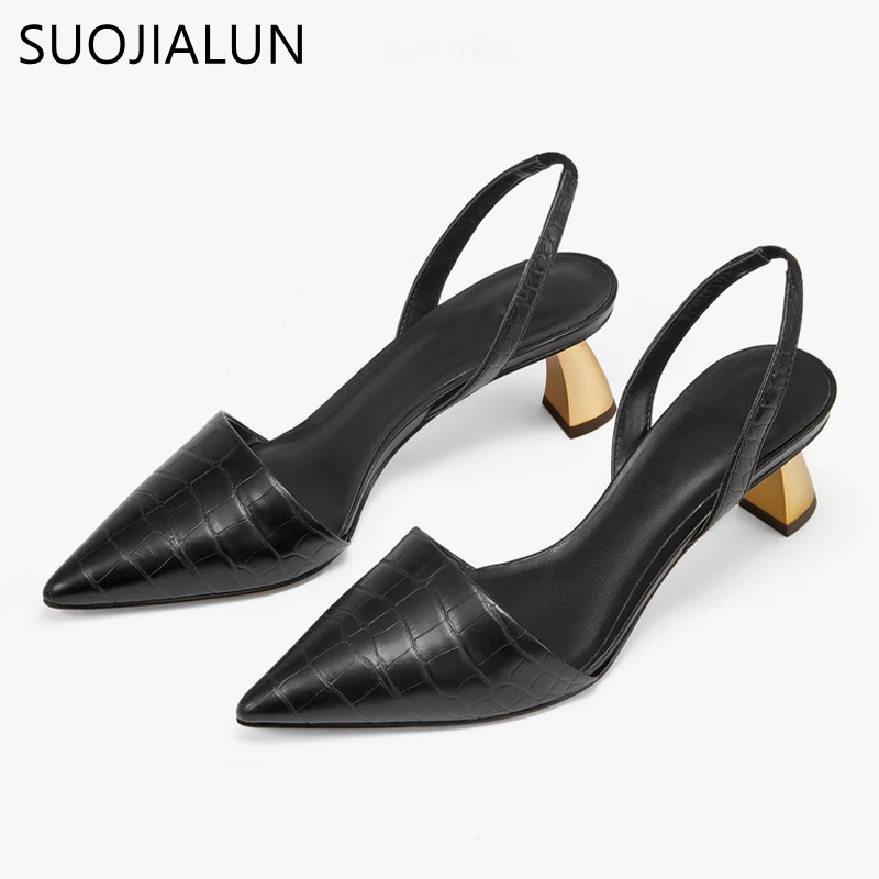 Новинка 2019 Брендовые женские туфли-лодочки SUOJIALUN новые сандалии элегантные на