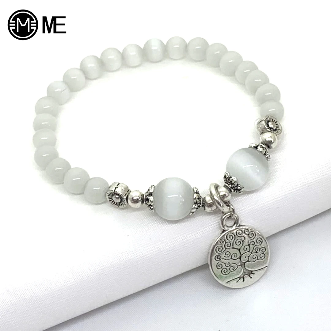 New Design 6MM White stone Bracelet White Cat Eye Beads Bracelet with Lucky Pendant Therapy Bracelet Weight Loss Product
New Design 6MM White stone Bracelet White Cat Eye Beads Bracelet with Lucky Pendant Therapy Bracelet Weight Loss Product