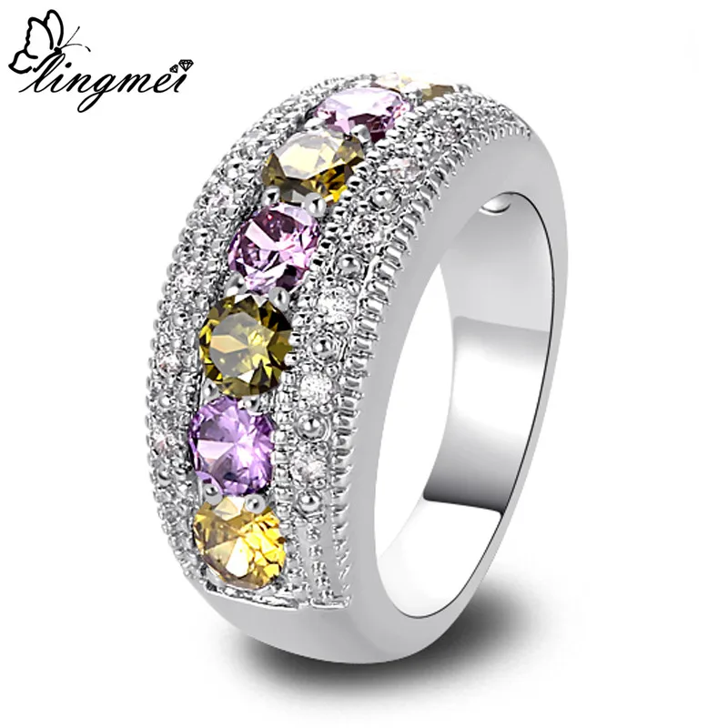 lingmei New Peridot Purple White CZ Silver Ring Size 6 7 8 9 10 11 12 13 Romantic Love Style Jewelry Women Rings Wholesale
lingmei New Peridot Purple White CZ Silver Ring Size 6 7 8 9 10 11 12 13 Romantic Love Style Jewelry Women Rings Wholesale