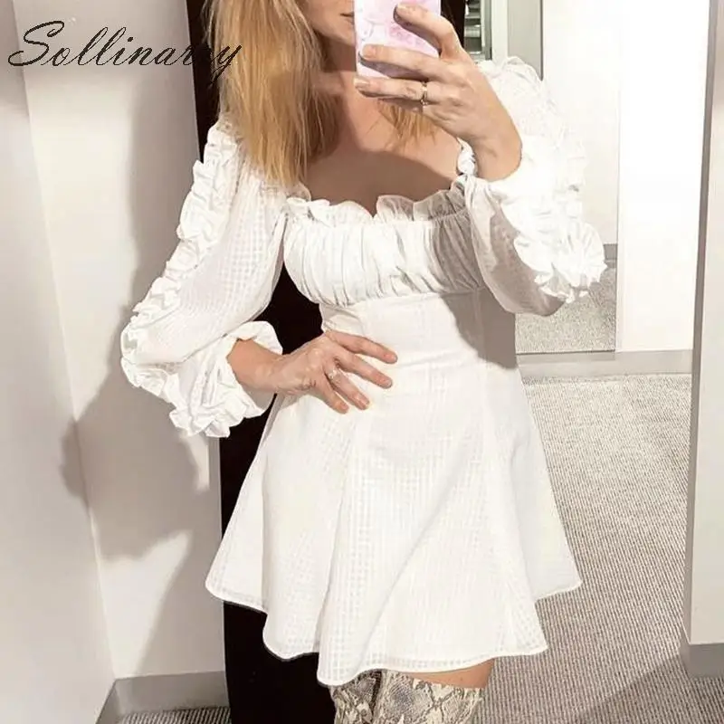Sollinarry Ruffles White Short Dress Women High Waist Autumn Sexy Mini Dress Female Winter Long Sleeve Casual Dresses Elegant
Sollinarry Ruffles White Short Dress Women High Waist Autumn Sexy Mini Dress Female Winter Long Sleeve Casual Dresses Elegant