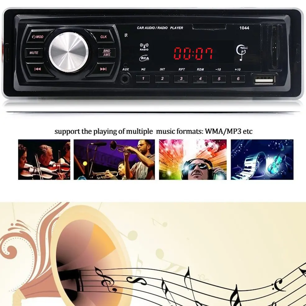 Universal 1044 Car MP3 Player Card Slot Type Auto Car Stereo Audio In-Dash FM Radio Aux Input Receiver Vehicle Radio Player
Universal 1044 Car MP3 Player Card Slot Type Auto Car Stereo Audio In-Dash FM Radio Aux Input Receiver Vehicle Radio Player