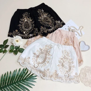 embroidery women shorts 2019 autumn new chiffon beaded solid loose ruffles lady sweet shorts top quality
embroidery women shorts 2019 autumn new chiffon beaded solid loose ruffles lady sweet shorts top quality