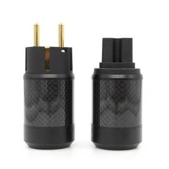 pair carbon fiber EU Standard brass Gold plated Power Plug for audio DIY power wire
pair carbon fiber EU Standard brass Gold plated Power Plug for audio DIY power wire