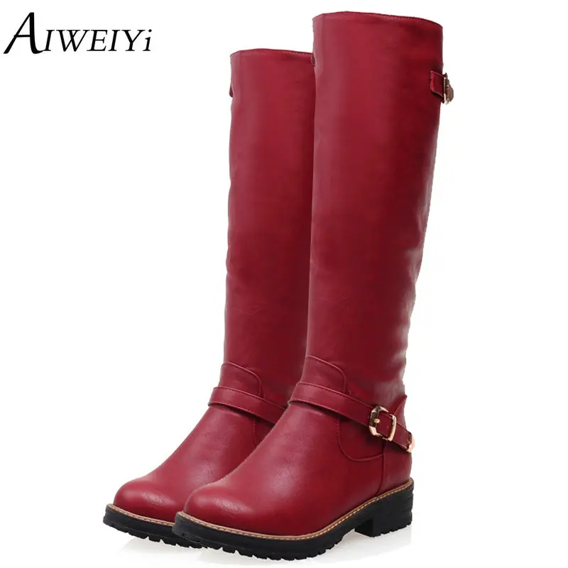 AIWEIYi Winter Boots 2018 Fashion Knee High Boots Women PU Leather Boots Buckle Zipper Low Heel Platform Shoes Woman Long Boots
AIWEIYi Winter Boots 2018 Fashion Knee High Boots Women PU Leather Boots Buckle Zipper Low Heel Platform Shoes Woman Long Boots