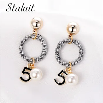 Gothic Number 5 Earrings Fashion Big Pearl Circle Gold Color Earring Female 2020 Jewelry Valentine's Day Gift for Women
Gothic Number 5 Earrings Fashion Big Pearl Circle Gold Color Earring Female 2020 Jewelry Valentine's Day Gift for Women