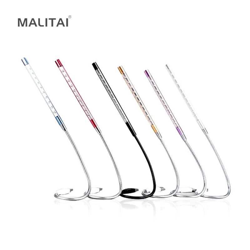 1Pcs 6 Colors Ultra Bright Flexible Metal USB LED Desk lamp 10 LEDs Reading Book lights Nightlight For Notebook laptop PC
1Pcs 6 Colors Ultra Bright Flexible Metal USB LED Desk lamp 10 LEDs Reading Book lights Nightlight For Notebook laptop PC