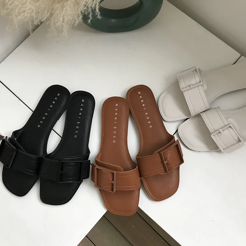 Rubber Slippers Leather Modis Babouche Square Buckle Male Beach Flat Slides Sandal Retro Toe Korean Sandals Female Peep PU
Rubber Slippers Leather Modis Babouche Square Buckle Male Beach Flat Slides Sandal Retro Toe Korean Sandals Female Peep PU