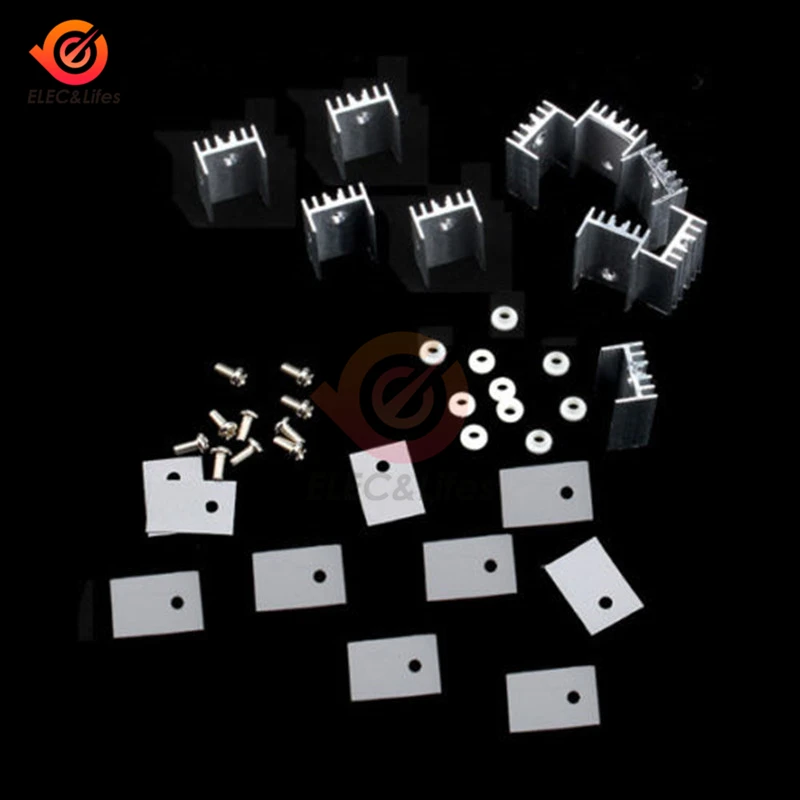 10PCS TO-220 Silver Aluminum Heat Sink Heatsink Regulator / MOSFET With screws Radiator Heatsink Cooler 20x15x11mm
10PCS TO-220 Silver Aluminum Heat Sink Heatsink Regulator / MOSFET With screws Radiator Heatsink Cooler 20x15x11mm