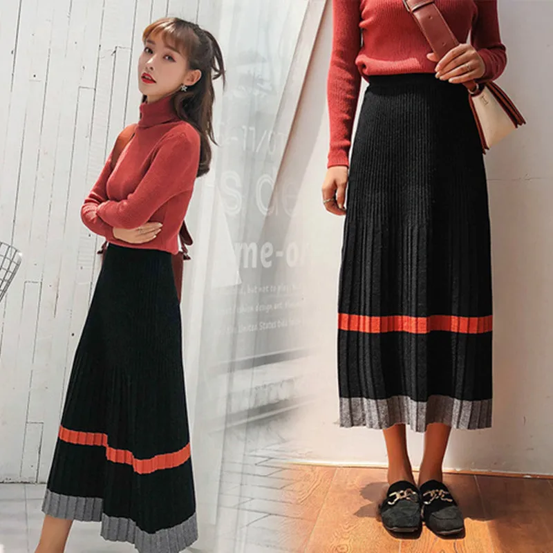 2019 Summer Runway Women Long Skirt Women Knitted Pleated Skirt Autumn Winter Color Patch High Waist Women Long Skirt
2019 Summer Runway Women Long Skirt Women Knitted Pleated Skirt Autumn Winter Color Patch High Waist Women Long Skirt