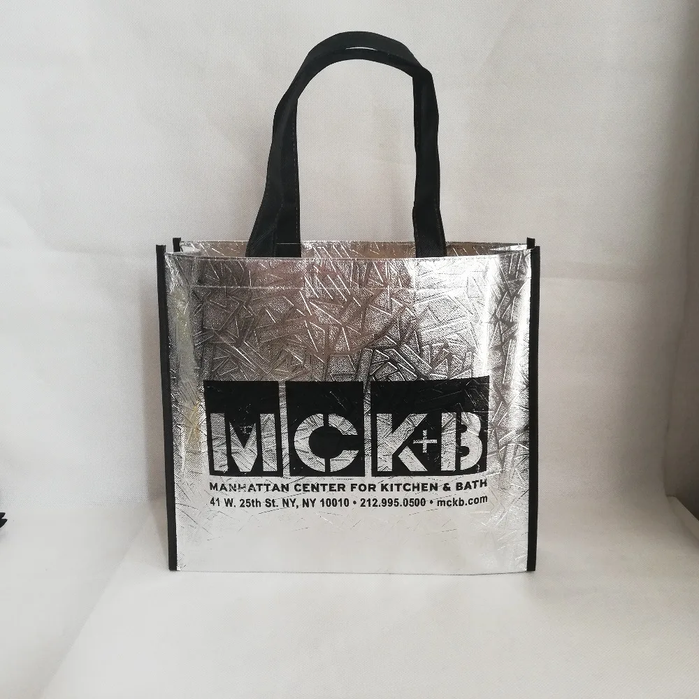 2019 New Style 500pcs/lot Custom Logo Bag Reusable Non Woven Lamitated Shopping Tote Bag Metallic Shiny Silver Fabric for Cloth
2019 New Style 500pcs/lot Custom Logo Bag Reusable Non Woven Lamitated Shopping Tote Bag Metallic Shiny Silver Fabric for Cloth
