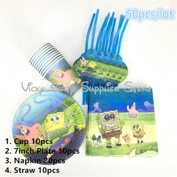 50pcs/lot SpongeBob SquarePants Disposable Tableware Set Kids Birthday Baby Shower Paper Cup Plate Party Decoration Supplies
50pcs/lot SpongeBob SquarePants Disposable Tableware Set Kids Birthday Baby Shower Paper Cup Plate Party Decoration Supplies