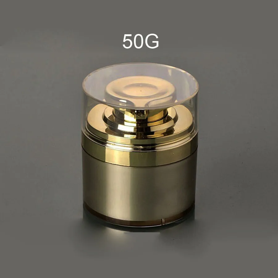 50g Airless Jar-Gold Color with Clear cap gold jar with gold pressed pump 100pcs/lot
50g Airless Jar-Gold Color with Clear cap gold jar with gold pressed pump 100pcs/lot
