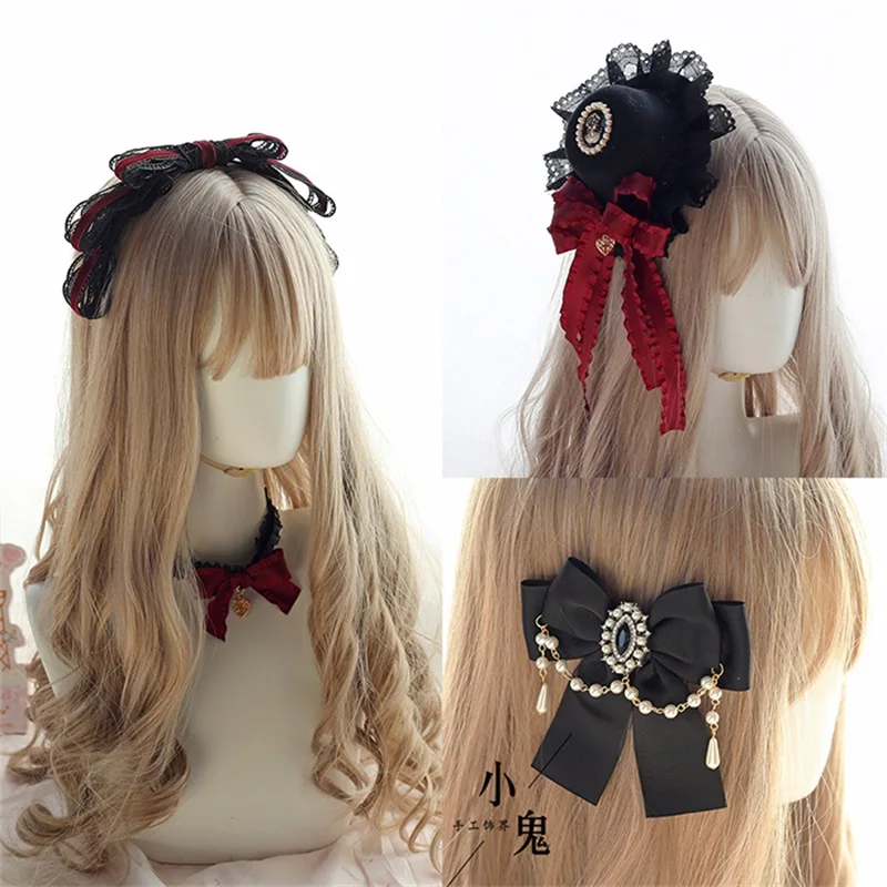 Vintage Dark Girls Gothic Lolita Pearls Bow Black Hat Headband Hair Accessories Headwear Women's Headdress Hair pin
Vintage Dark Girls Gothic Lolita Pearls Bow Black Hat Headband Hair Accessories Headwear Women's Headdress Hair pin