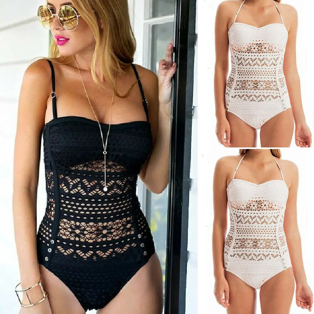 Women Crochet Hollow Out Monokini Beach Swimsuit Bathing Suit Bikini One Piece Lace Swimwear Halter Bikini Set
Women Crochet Hollow Out Monokini Beach Swimsuit Bathing Suit Bikini One Piece Lace Swimwear Halter Bikini Set