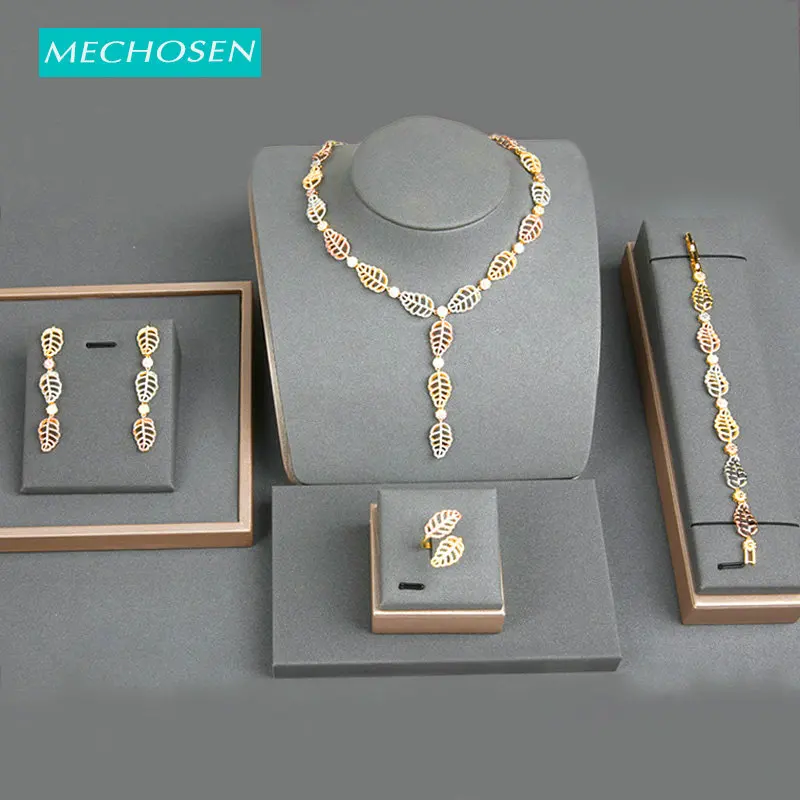 MECHOSEN Dubai Style Luxury Elegant Jewelry Leaf Shape AAA Zircon Copper Bangle Necklace Ring Earrings Sets Bridal Wedding Gifts
MECHOSEN Dubai Style Luxury Elegant Jewelry Leaf Shape AAA Zircon Copper Bangle Necklace Ring Earrings Sets Bridal Wedding Gifts
