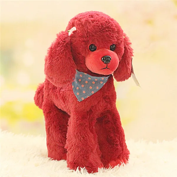 Cute Dog plush toys Poodle Bichon Frise puppy stuffed warm animal toys - Red 1