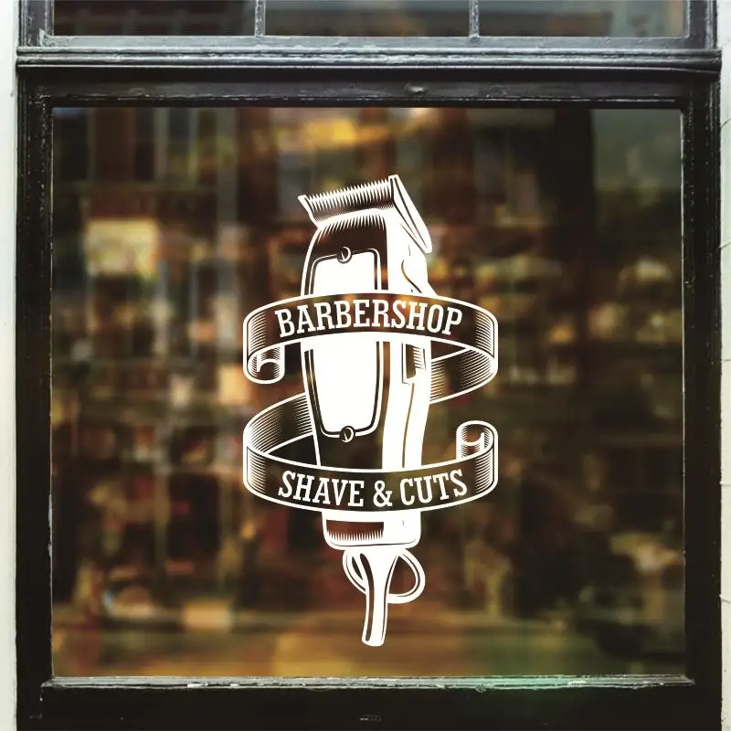 Hombre Barber Shop pegatina tiempo nombre Chop bread Decal haircut posters vinilo Wall Art decalques Ventanas decoracion mural12