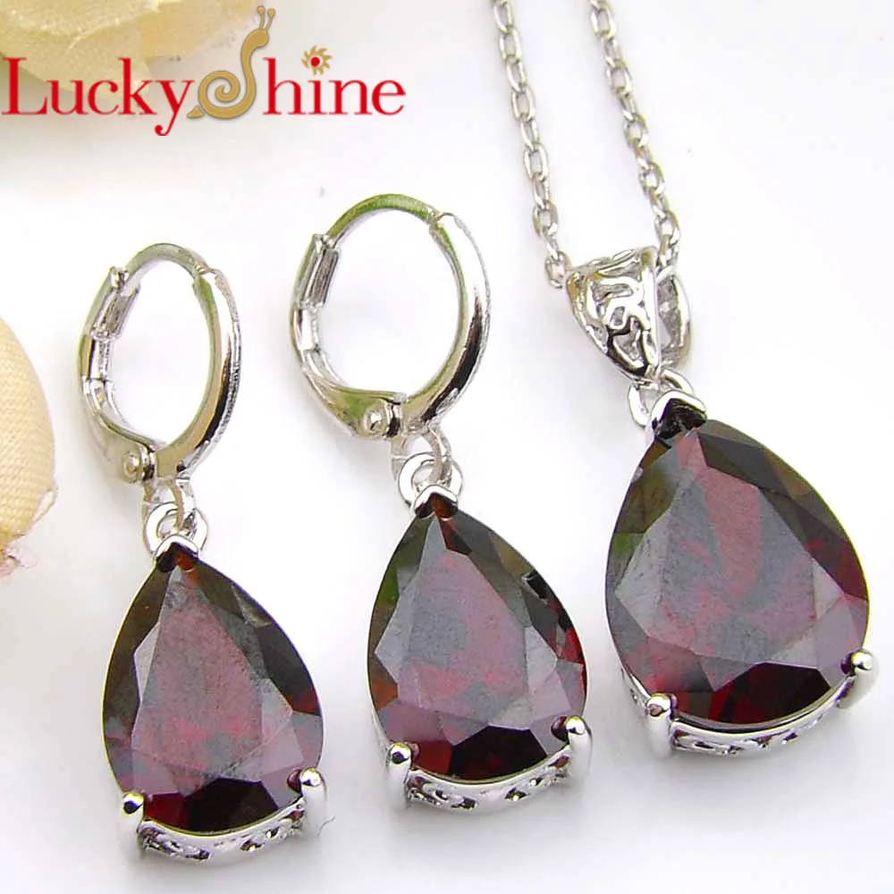Luckyshine Holiday Gift Drop Fire Red Garnet Crystal Cubic Zirconia 925 Silver Pendants Necklaces Drop Earrings Jewelry Sets
Luckyshine Holiday Gift Drop Fire Red Garnet Crystal Cubic Zirconia 925 Silver Pendants Necklaces Drop Earrings Jewelry Sets