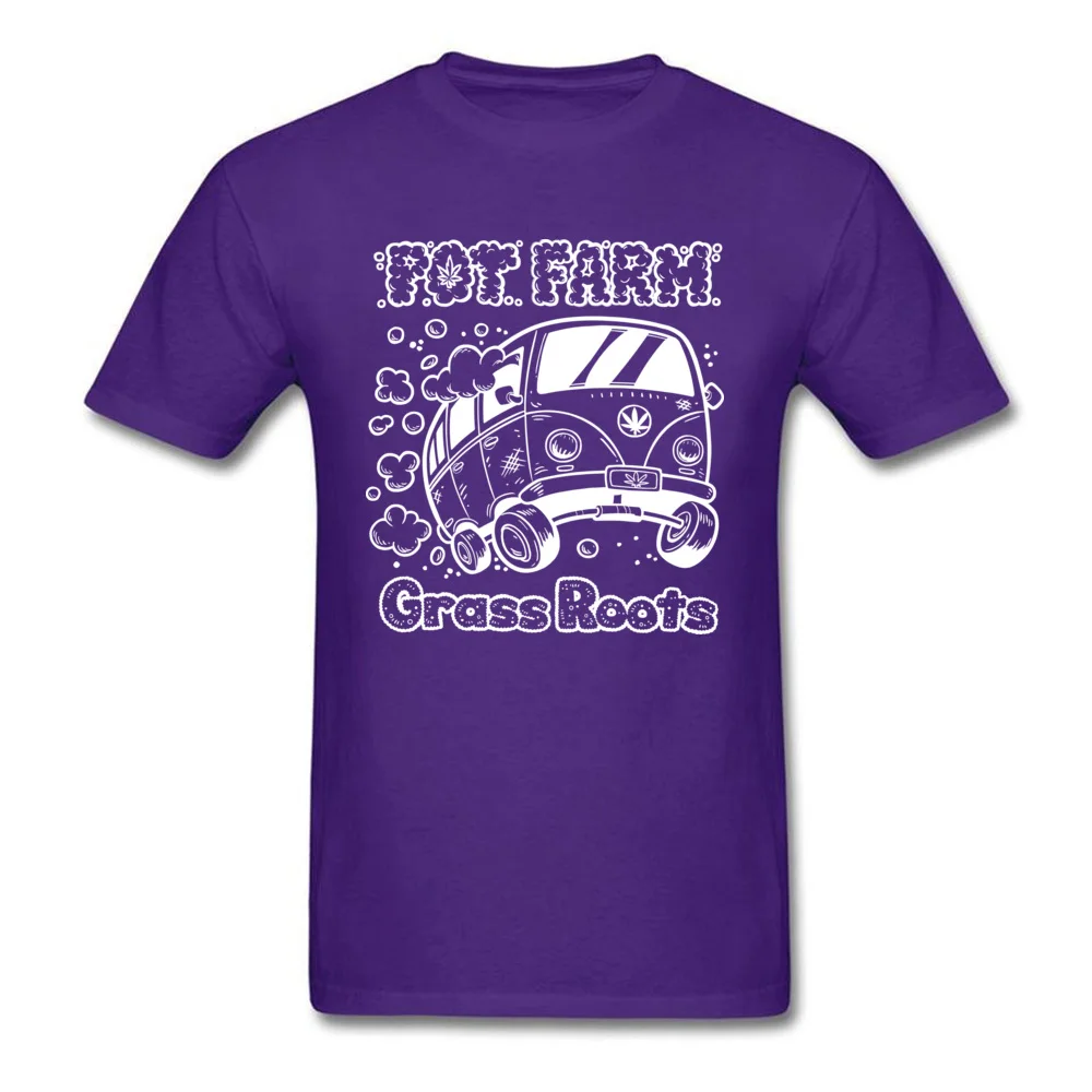 Birthday Top T-shirts Cheap Short Sleeve Summer Pure Cotton Round Neck Men Tees Normal Tee-Shirt Summer Autumn Pot Farm Grass Roots Van White purple
