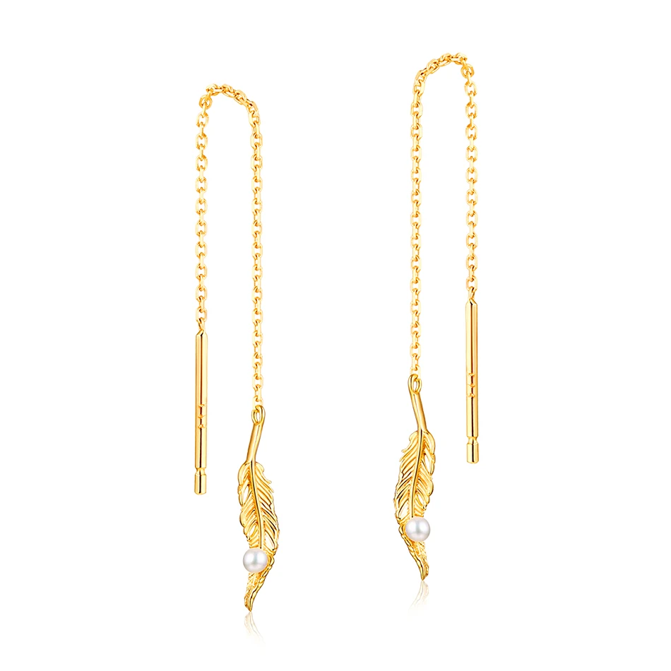 ALLNOEL Gold Pearl Drop Earrings 925 Sterling Silver Gemstone Earrings Silver Jewellery Wholesale Long Line Ear Women's Earring (3)