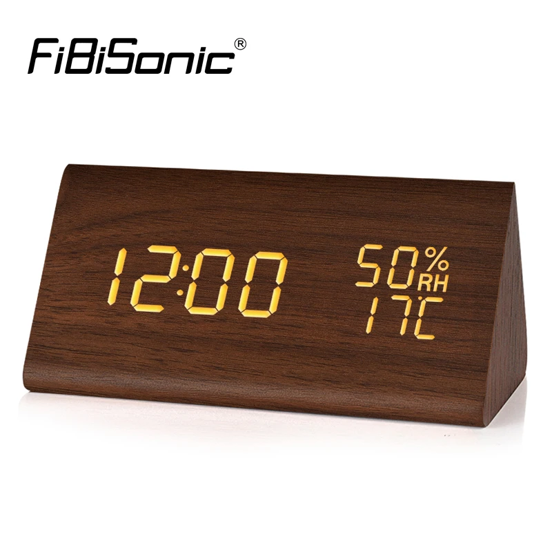 FiBiSonic Modern Digital LED Alarm Clock Sound Control Wooden Despertador Desktop Clock Humidity Temperature Display
FiBiSonic Modern Digital LED Alarm Clock Sound Control Wooden Despertador Desktop Clock Humidity Temperature Display
