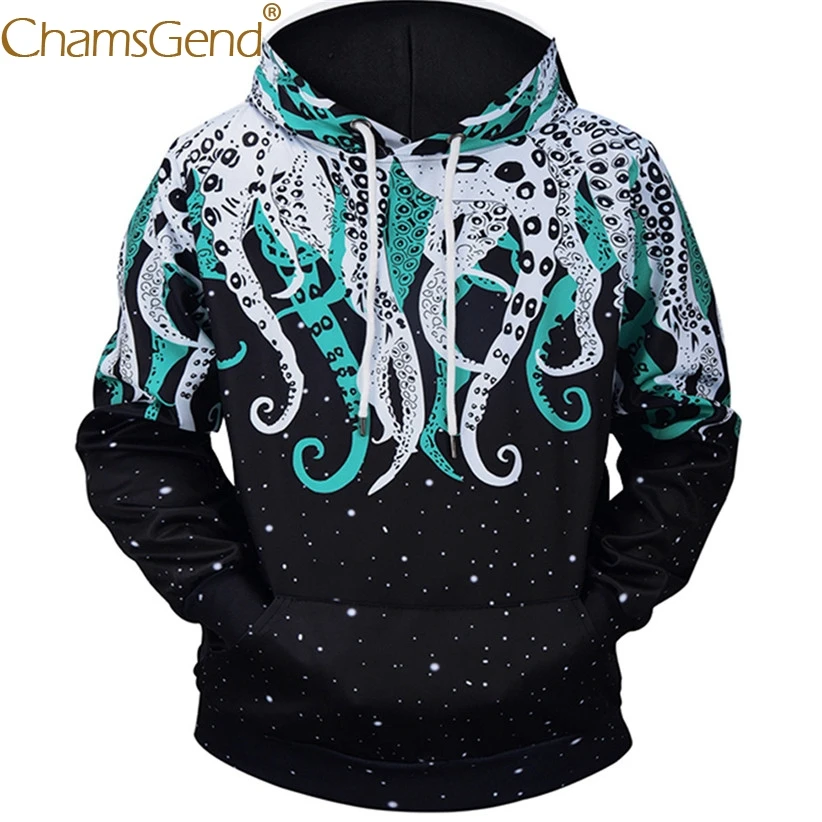 Autumn and winter men s sweater hooded trousers 3D printing with a hat sweater