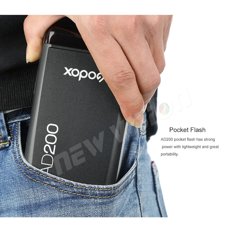 GODOX AD200 TTL 2.4G HSS 1/8000s Pocket Flash Light Double Head 200Ws with 2900mAh Lithium Battery Flashlight Flash