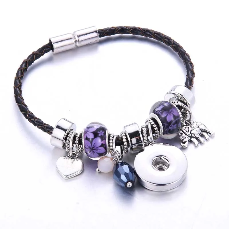Charm 6 Colors Snap Bracelet Magnet buckle Genuine Leather Bangles Flower Beaded bracelet Fit 18MM Snap Jewelry Women 8763
Charm 6 Colors Snap Bracelet Magnet buckle Genuine Leather Bangles Flower Beaded bracelet Fit 18MM Snap Jewelry Women 8763
