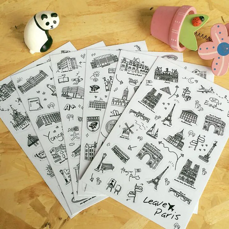 6 pcs/set Famous Building Stamp Sticker World Sightseeing Tours PVC Transparent Sticker Diary Stickers
6 pcs/set Famous Building Stamp Sticker World Sightseeing Tours PVC Transparent Sticker Diary Stickers