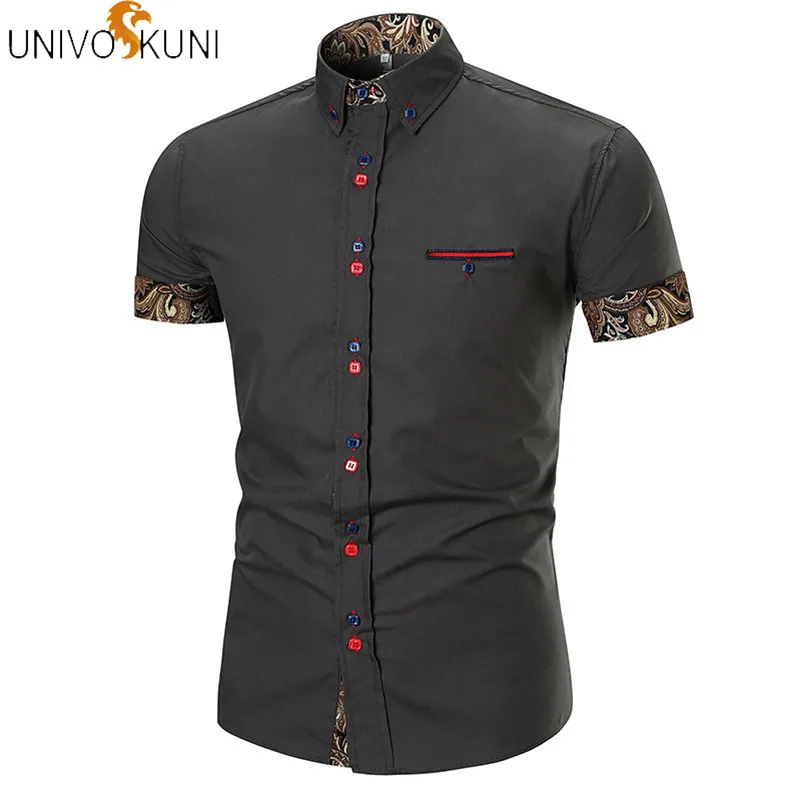 UNIVOS KUNI 2018 New Arrival Fashion Business Casual Shirt Men Fit Slim ShortSleeve Dress Hit Color Printing Men Shirt Q588
UNIVOS KUNI 2018 New Arrival Fashion Business Casual Shirt Men Fit Slim ShortSleeve Dress Hit Color Printing Men Shirt Q588