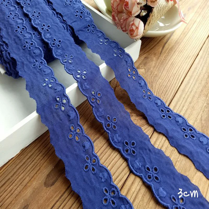 100% cotton lace Fabric furnishing warp knitting Embelishments for cloth or bag Navy Blue Lace Trim DIY Scrapbooking-SSHB | Дом и сад