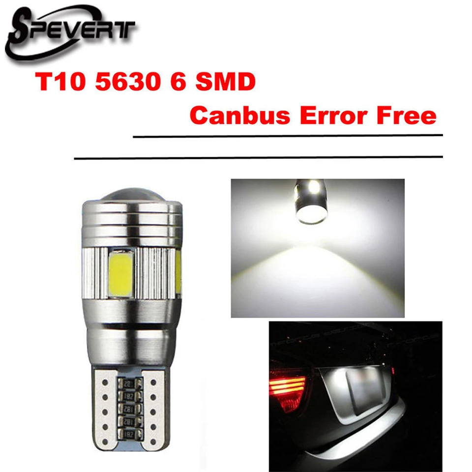 SPEVERT Super Bright HID White T10 W5W 194 6SMD 5630 LED width light bulb 6 LED reading light W5W LED signal marker light lamps
SPEVERT Super Bright HID White T10 W5W 194 6SMD 5630 LED width light bulb 6 LED reading light W5W LED signal marker light lamps
