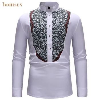 BOHISEN African Print Men Tops T-shirt Dashiki White Long Sleeve Slim Stand Collar Male African Clothes Formal Dress
BOHISEN African Print Men Tops T-shirt Dashiki White Long Sleeve Slim Stand Collar Male African Clothes Formal Dress