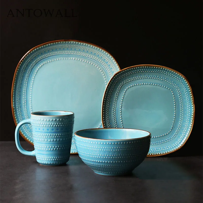 ANTOWALL Plate bowl set European household steak plate salad bowl creative embossed ceramic tableware four-piece wholesale
ANTOWALL Plate bowl set European household steak plate salad bowl creative embossed ceramic tableware four-piece wholesale