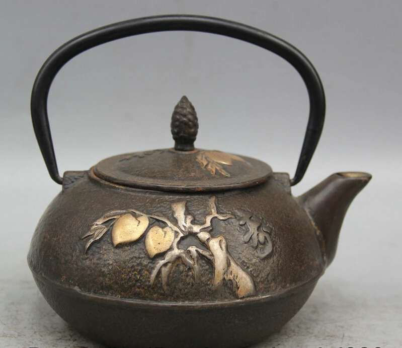 Elegant old S5796 7" Archaic Japan Iron Silver Peach Dynasty Portable Kettle Wine Tea Pot Flagon A0403
Elegant old S5796 7" Archaic Japan Iron Silver Peach Dynasty Portable Kettle Wine Tea Pot Flagon A0403