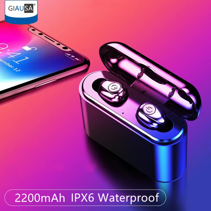 GIAUSA X8S Wireless Earphone 5D Stereo Sound Mini TWS Sport Earbus 1200mAH~2200mAh Power Bank Support For IOS Power Display
GIAUSA X8S Wireless Earphone 5D Stereo Sound Mini TWS Sport Earbus 1200mAH~2200mAh Power Bank Support For IOS Power Display