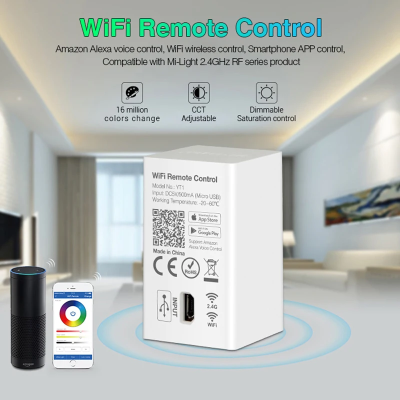 mi light YT1 WiFi Remote Control,Mi-Light 2.4G RF Series Product Smartphone App WiFi Wireless Control DC5V/500mA
mi light YT1 WiFi Remote Control,Mi-Light 2.4G RF Series Product Smartphone App WiFi Wireless Control DC5V/500mA