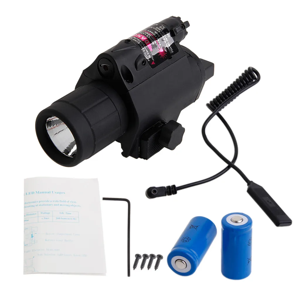 

Red Laser Sight LED Flashlight Tactical Light 2 in 1 Combo for Picatinny Rail-P101