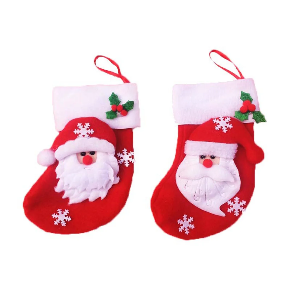 Image New High Qualified Randomly 6pcs set Christmas Mini Christmas Stockings Socks Christmas Decorations Socks Stocking Bag