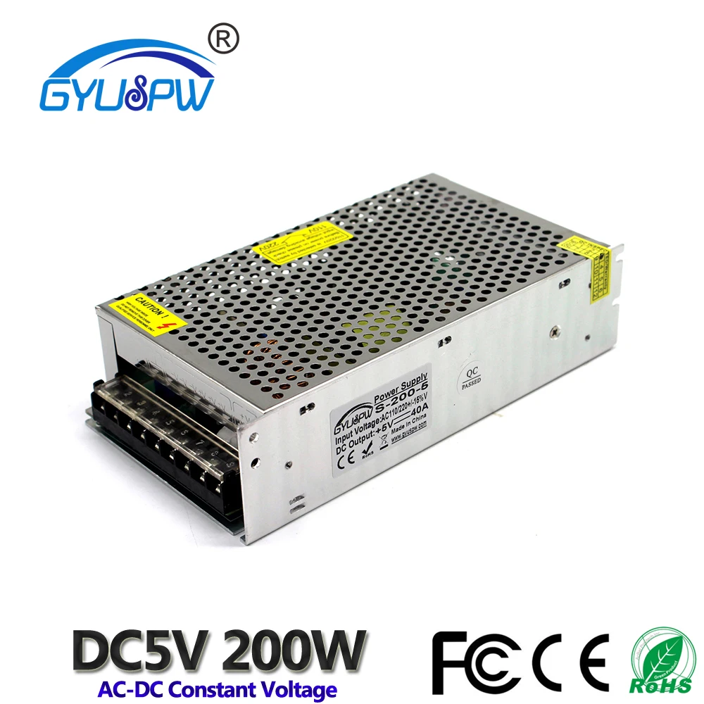 Best quality 5V 40A 200W Switching Power Supply Driver Transformer AC110V/220V Input to DC 5V SMPS For LED Strip Display Light
Best quality 5V 40A 200W Switching Power Supply Driver Transformer AC110V/220V Input to DC 5V SMPS For LED Strip Display Light