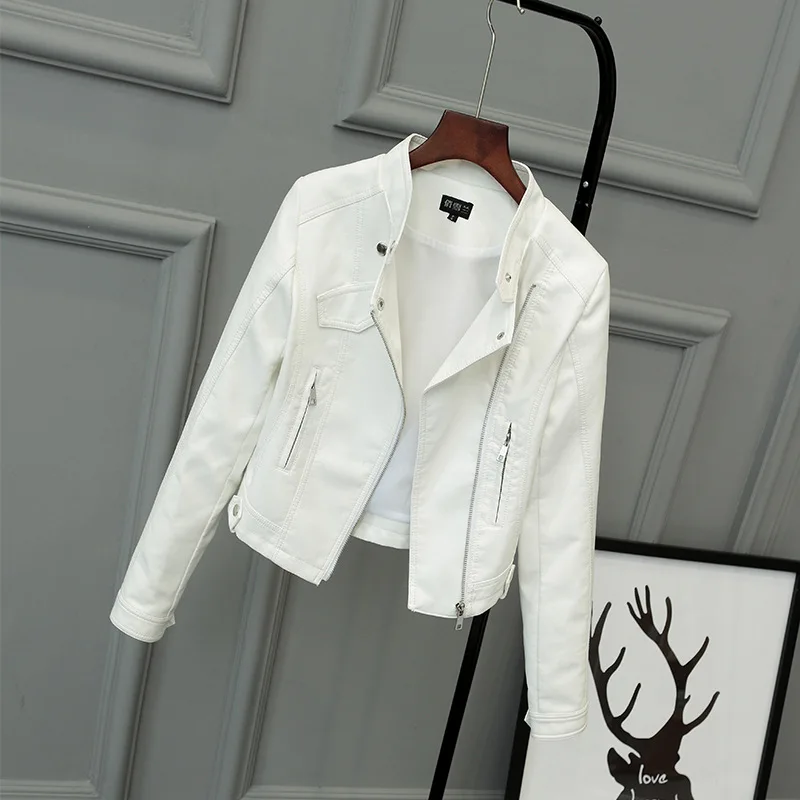 201 Ladies Leather Jackets Spring Autumn Slim Casual Short Outerwear Mandarin Collar Zipper Motorcycle Faux Leather Jacket Women
201 Ladies Leather Jackets Spring Autumn Slim Casual Short Outerwear Mandarin Collar Zipper Motorcycle Faux Leather Jacket Women