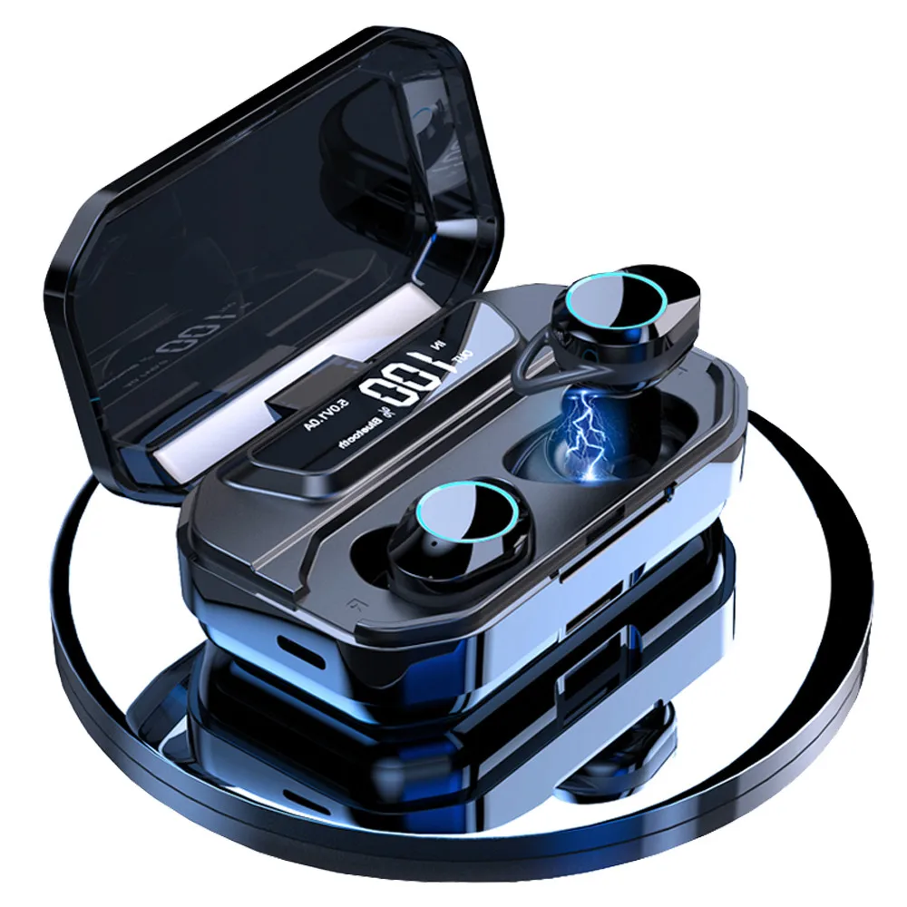G02 TWS 5.0 Bluetooth 9D Stereo Earphone Wireless Earphones IPX7 Waterproof Earphones 3300mAh LED Smart Power Bank Phone Holder
G02 TWS 5.0 Bluetooth 9D Stereo Earphone Wireless Earphones IPX7 Waterproof Earphones 3300mAh LED Smart Power Bank Phone Holder
