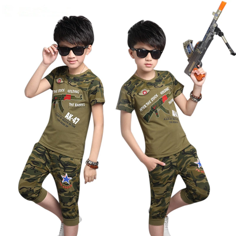 Summer Boys Casual Clothing Set Kids Cotton Short-Sleeve Camouflage Set Children's Army Green Army Style tracksuit Clothing
Summer Boys Casual Clothing Set Kids Cotton Short-Sleeve Camouflage Set Children's Army Green Army Style tracksuit Clothing